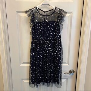 Girls Navy Ruffled Party Dress 16 Silver Stars